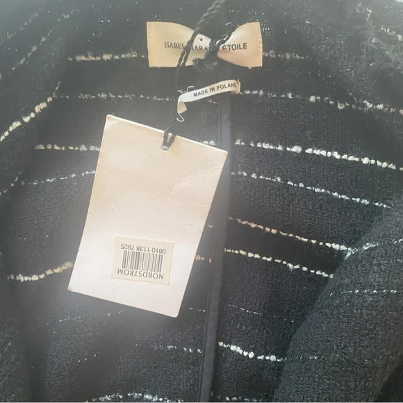 NWT Isabel Marant Etoile Glenn Striped Tweed Jacket in Black & Off White